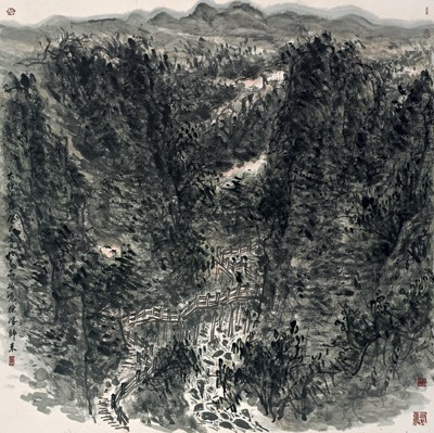 Ink painter Cui Zhenkuan captures the relationship between humans and nature with his unique brushstrokes, which is highlighted in his ongoing solo show in Beijing. (Photo provided to China Daily) Ink painter Cui Zhenkuan captures the relationship between humans and nature with his unique brushstrokes, which is highlighted in his ongoing solo show in Beijing. (Photo provided to China Daily)