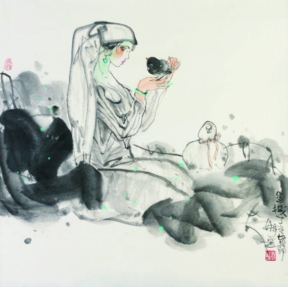 Lin Feng's ink paintings mostly reveal the lives and culture of Chinese ethnic groups. (Photo provided to China Daily) Lin Feng's ink paintings mostly reveal the lives and culture of Chinese ethnic groups. (Photo provided to China Daily)