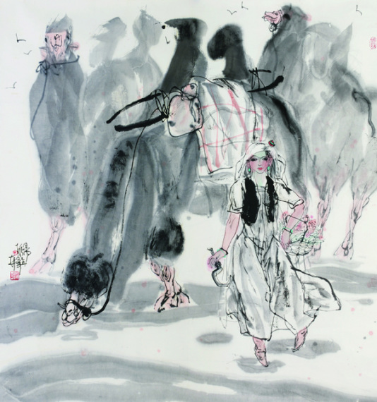 Lin Feng's ink paintings mostly reveal the lives and culture of Chinese ethnic groups. (Photo provided to China Daily) Lin Feng's ink paintings mostly reveal the lives and culture of Chinese ethnic groups. (Photo provided to China Daily)