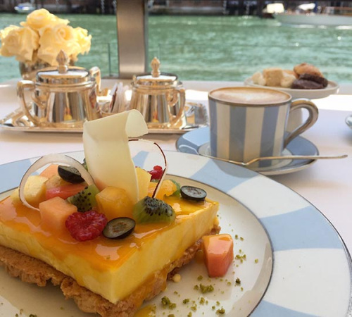 The Gritti Palace's menu presents dessert tarts. (Photo provided to China Daily) The Gritti Palace's menu presents dessert tarts. (Photo provided to China Daily)