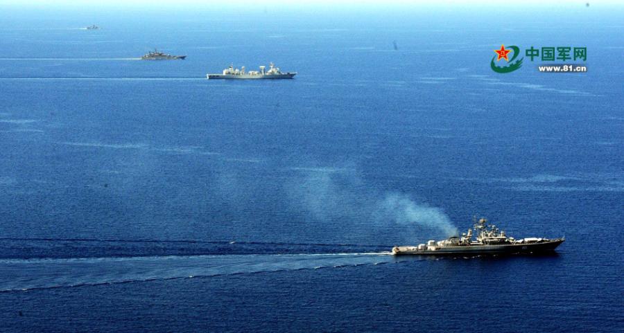 Magnificent view of China-Russia joint naval drill in Mediterranean Sea(1/7)