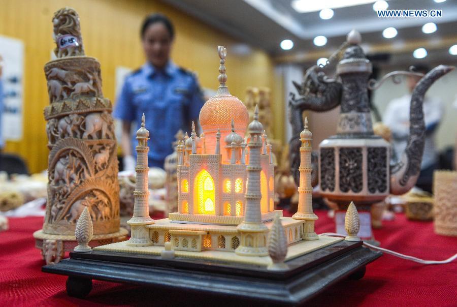 270kg smuggled ivory, 9kg rhino horn seized in Zhejiang(1/4)