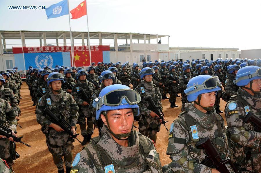 UN representatives inspect China's peacekeeping infantry battalion in S Sudan(1/4)