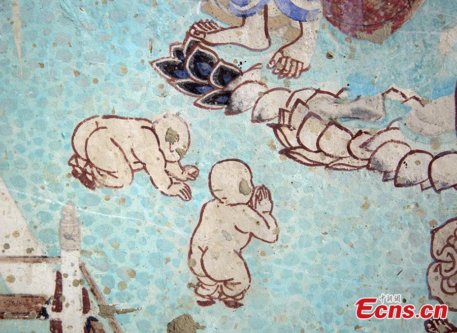 Academy highlights grotto paintings for Children's Day(1/7)