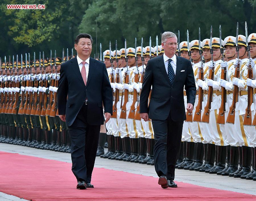 Xi holds welcoming ceremony for King Philippe of Belgium in Beijing(1/2)