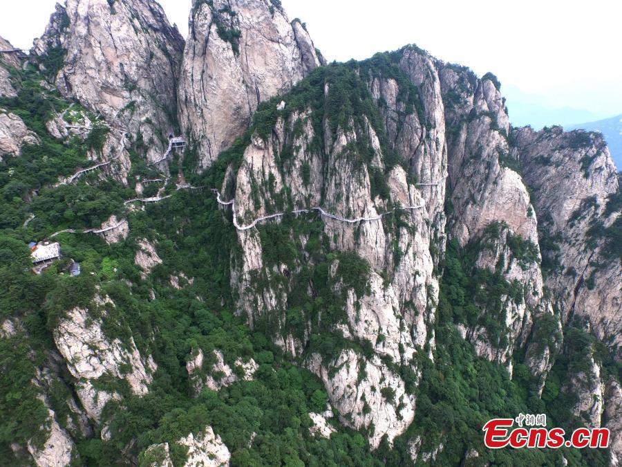 Aerial view of zigzag cliff walkway (1/4)