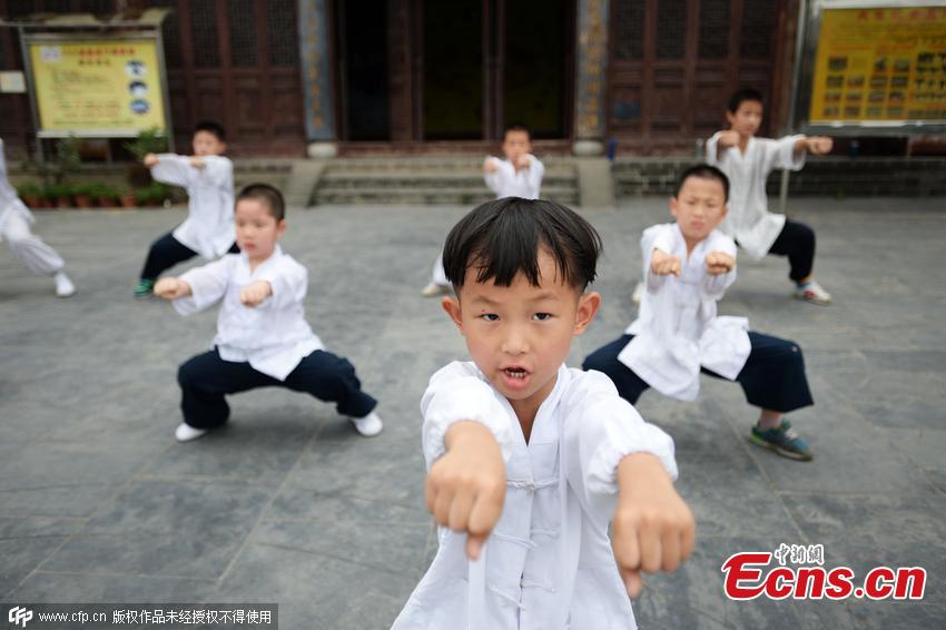 Kung fu kids battle heat wave in C China(1/3)
