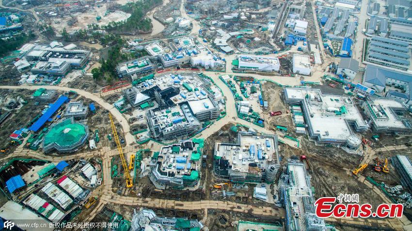 Aerial photo shows ongoing construction of Shanghai Disneyland (1/3)