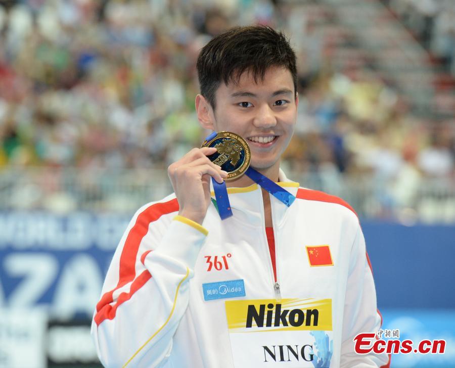 Chinese swimmer Ning takes historic win at Kazan worlds(1/2)