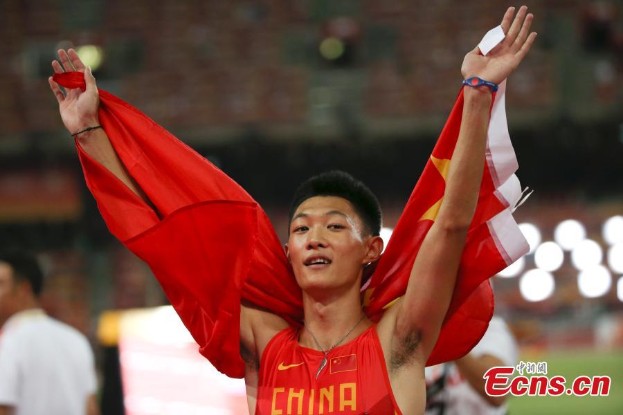 China's Wang Jianan wins bronze medal in men's long jump final at IAAF Worlds (1/5)