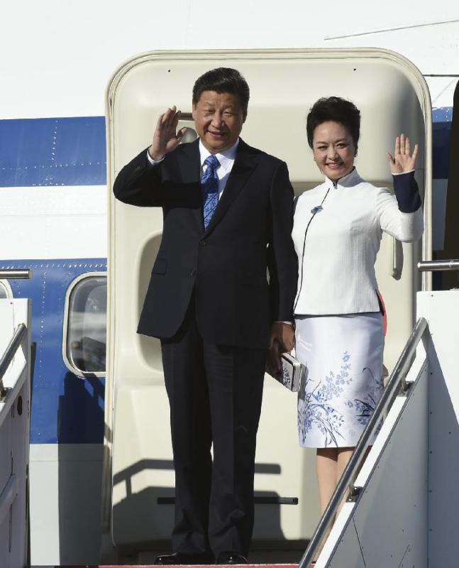 Chinese president arrives in Seattle for first U.S. state visit(1/2)