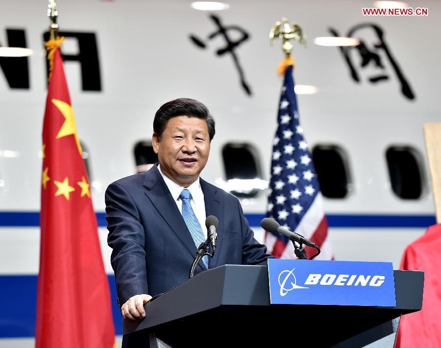 Xi Jinping visits Boeing assembly plant(1/8)