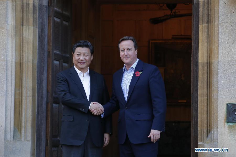 Xi meets British PM at country retreat, Chequers, Britain(1/6)