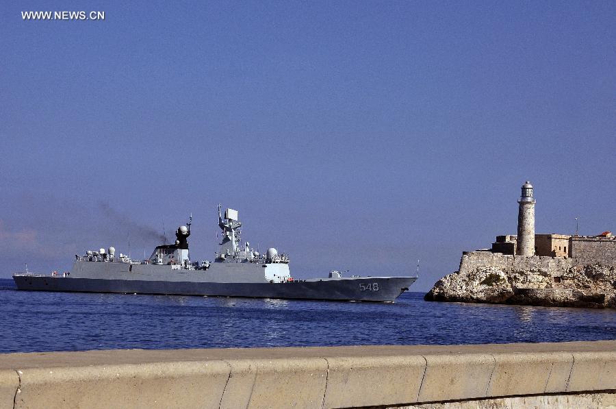 China sends naval flotilla to Cuba to mark 55th anniv. of diplomatic ties(1/4)