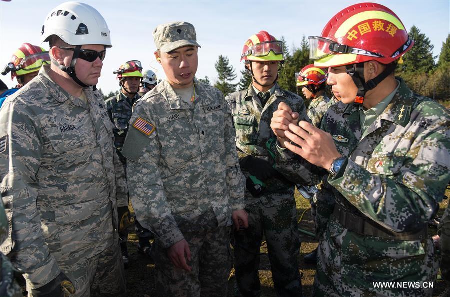 China, U.S. conduct joint drill on disaster relief operations in Seattle(1/4)