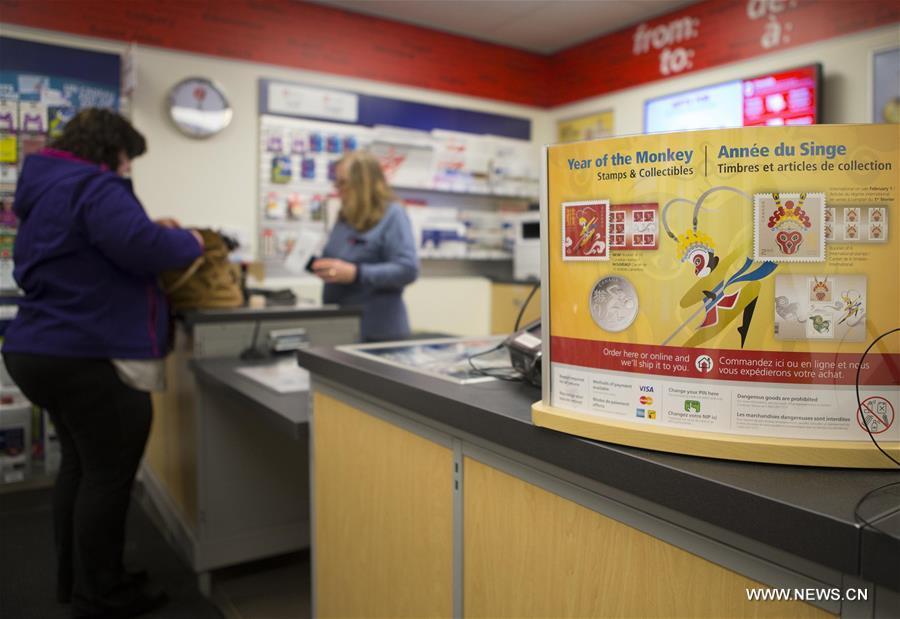 Canada Post issues stamps to mark Chinese Year of Monkey(1/3)