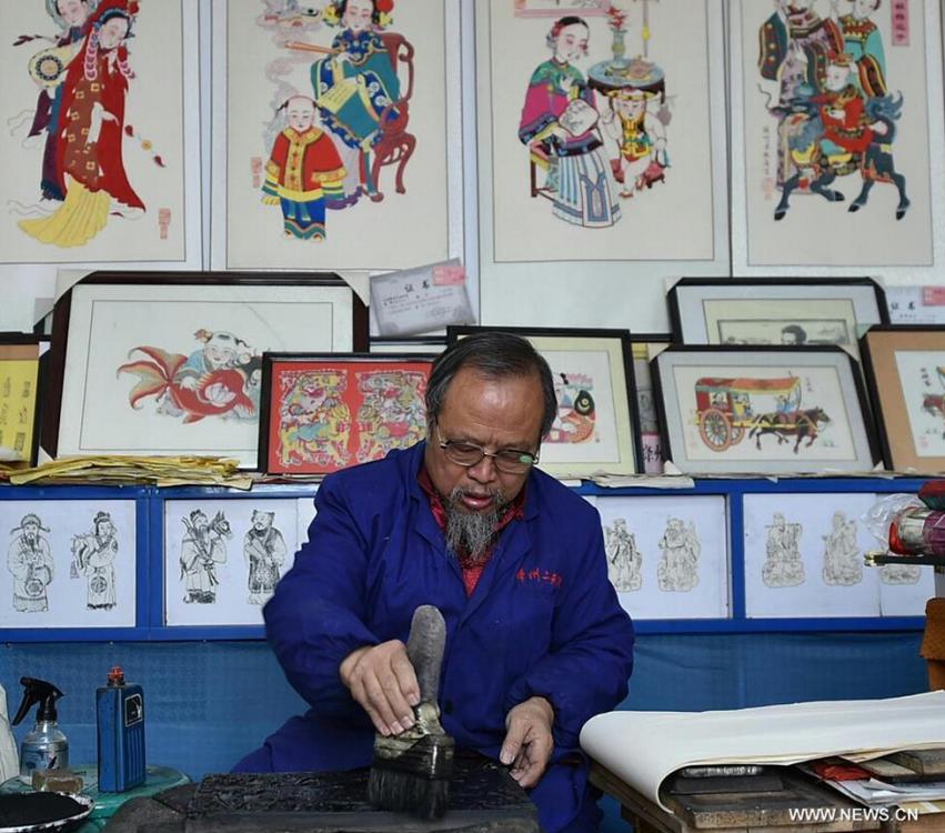 Intangible cultural heritage: Jiangzhou New Year woodblock print in China's Shanxi(1/7)