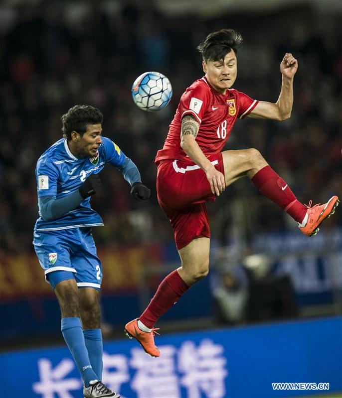 China beats Maldives 4-0 to keep 2018 FIFA World Cup hope alive(1/6)