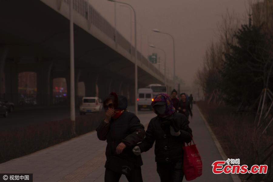 Sandstorm blankets NE China city (1/3)