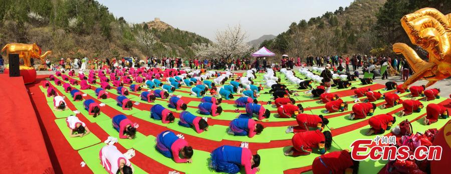 1,000 people perform yoga on Great Wall(1/4)
