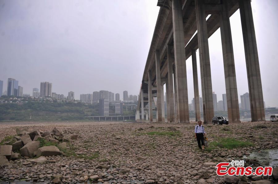 Yangtze River water level drops in Chongqing(1/4)