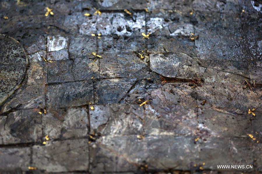 Excavations of Haihunhou's coffin enter later cleaning up phase(1/5)