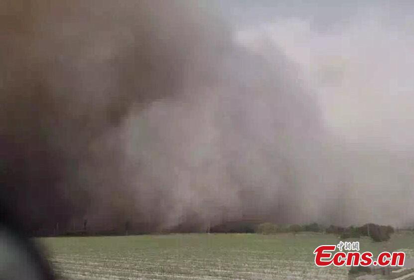 Sandstorm shrouds NW China city again(1/4)