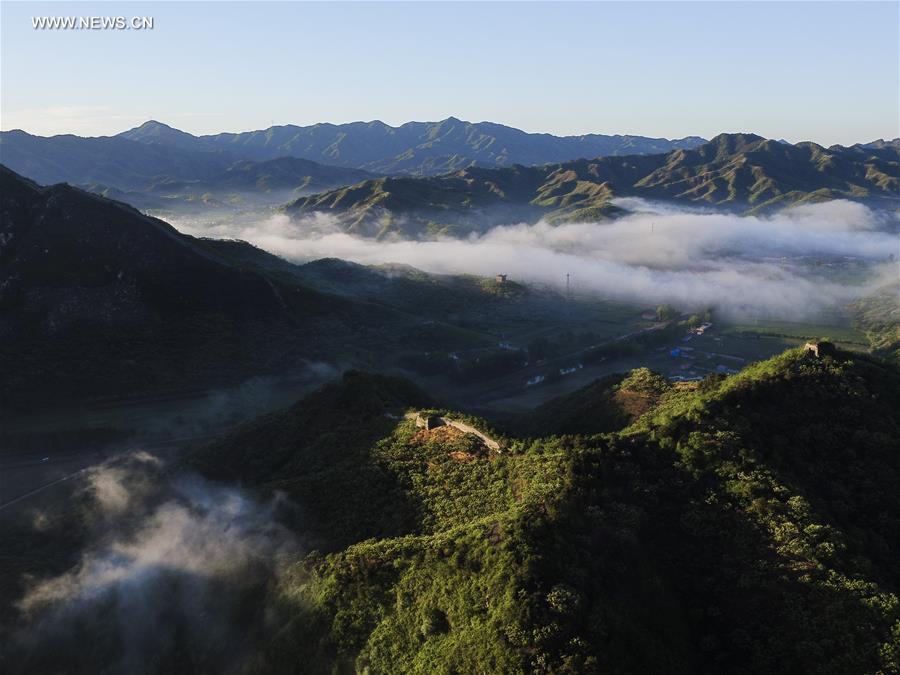 Aerial view of Great Wall surrounded by mist (1/4)