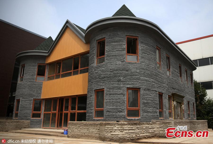World's first totally 3D-printed house completed in Beijing(1/4)
