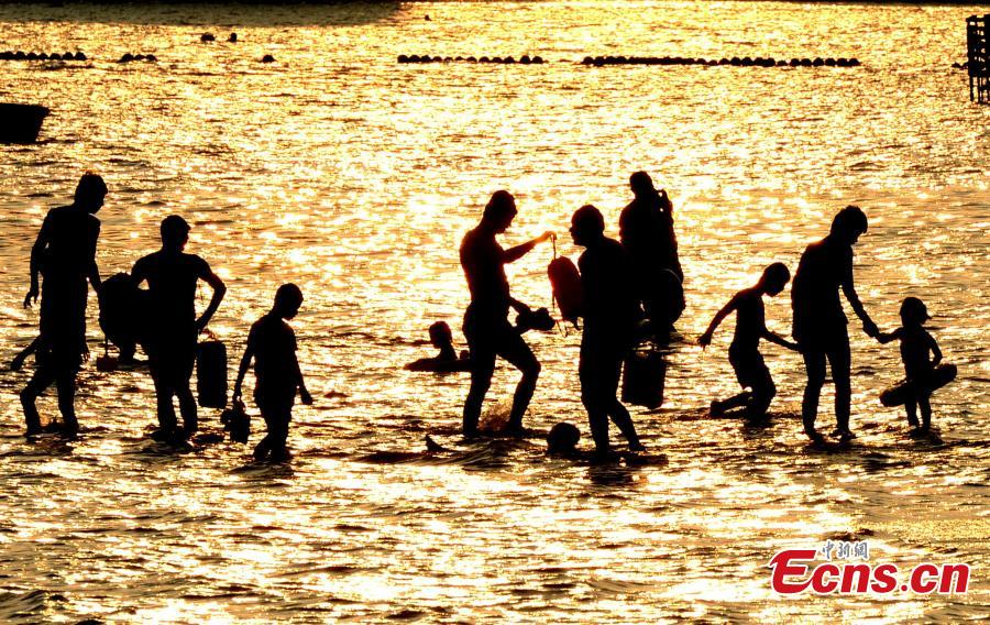 Heat wave sends residents to chill out in water(1/4)