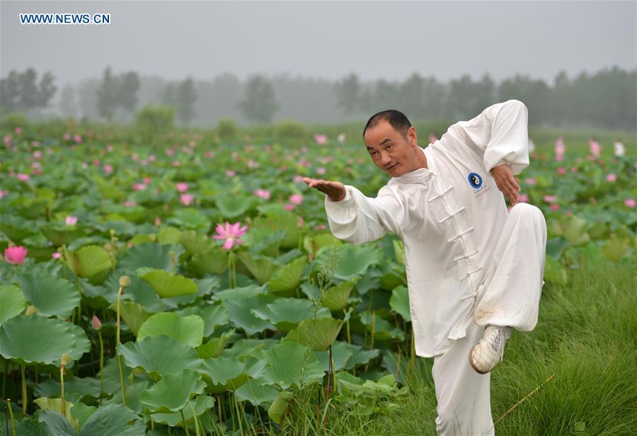 Tai chi lovers greet Fitness Day across China(1/5)