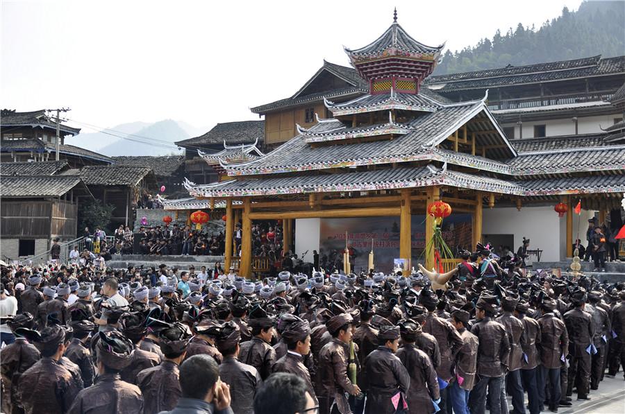 Dong ethnic group celebrate cultural and arts festival in Guizhou(1/8)
