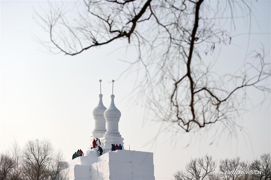 29th Harbin Sun Island Int'l Snow Sculpture Art Expo held in NE China (1/3)