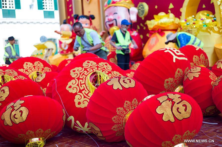 Lanterns prepared for coming Chinese Lunar New Year in Macao (1/2)