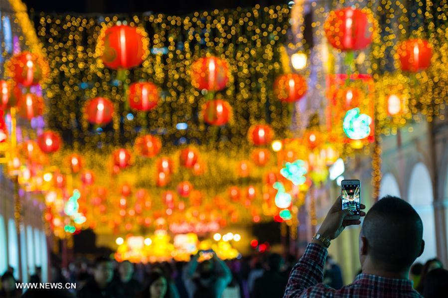Scenery of lights decoration for Chinese lunar new year in Macao (1/7)