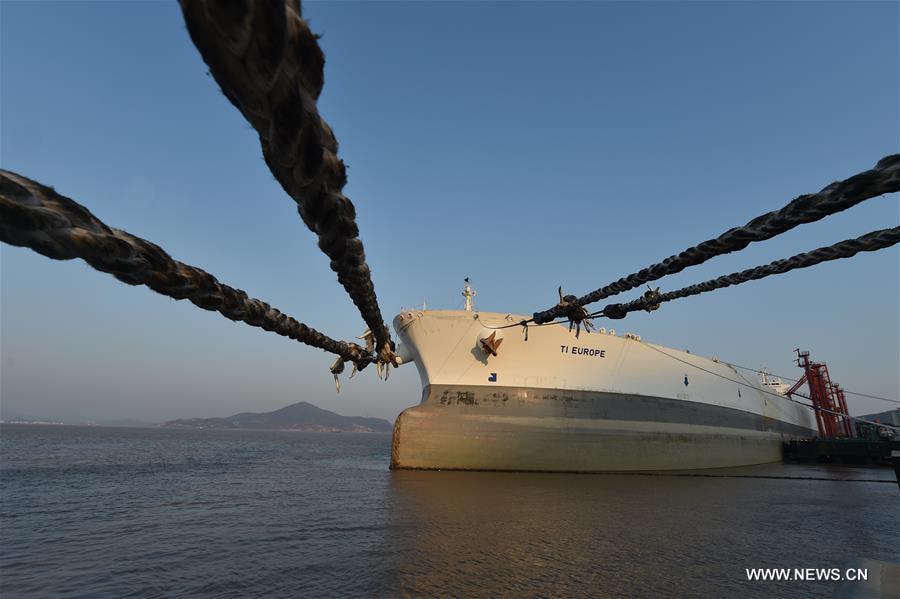 Supertanker TI Europe seen in Ningbo, east China (1/4)