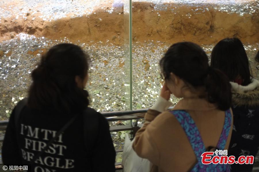 Ruins of ancient Leifeng Pagoda covered with cash(1/4)