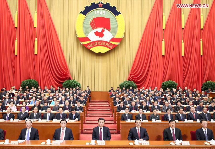 Chinese leaders attend opening meeting of 5th session of 12th CPPCC National Committee(1/1)