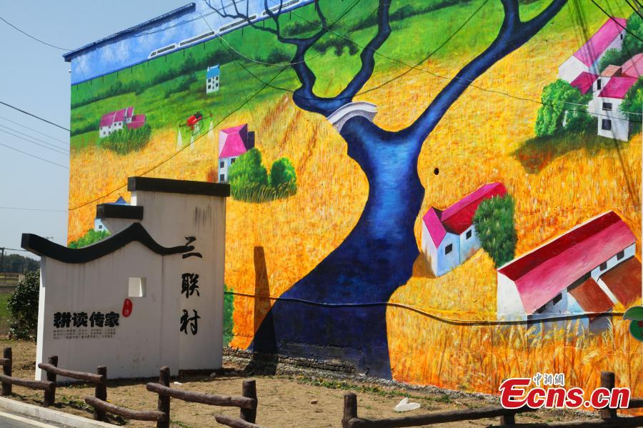 Giant 3D paintings draw visitors to remote village(1/7)