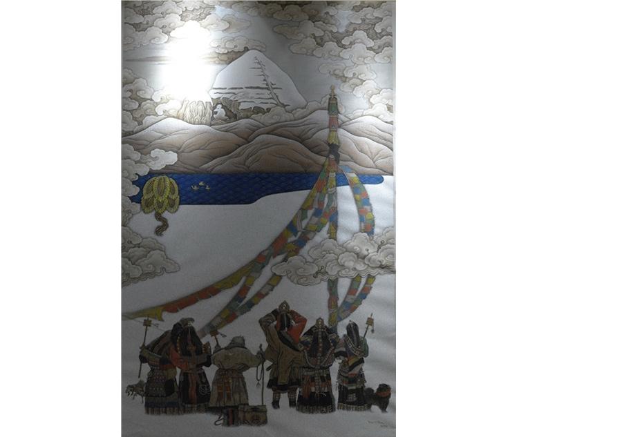 Contemporary Tibetan-styled oil painting exhibition held in Lhasa(1/9)
