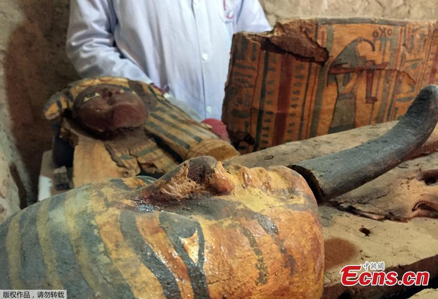 Mummies discovered in 3,500-year-old tomb in Egypt(1/9)