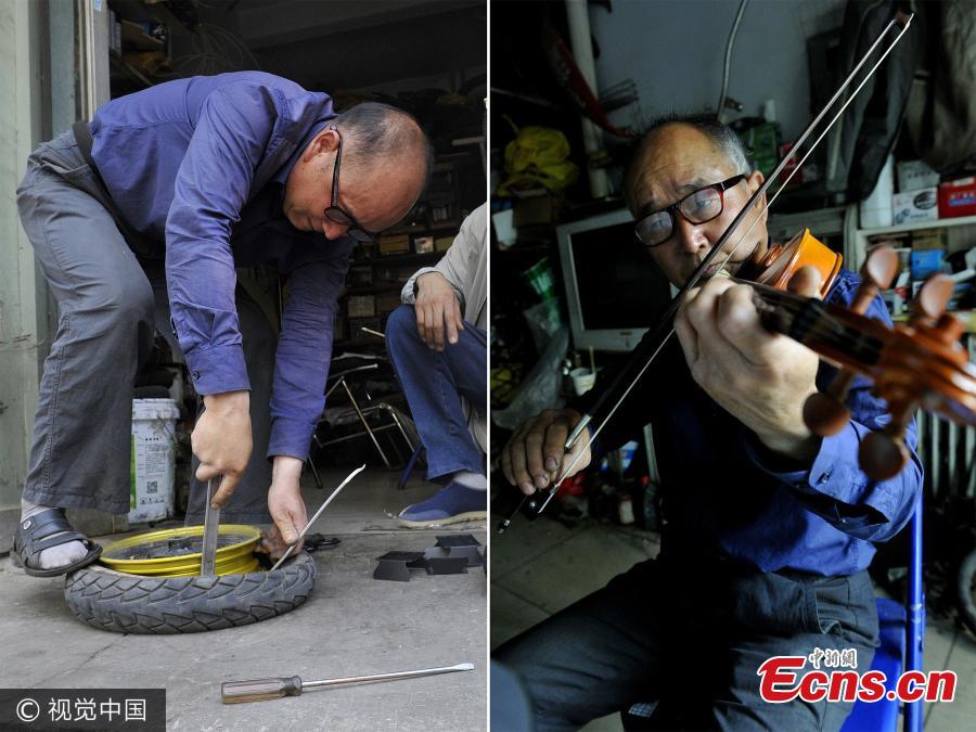 Bike repairer fond of playing violin in free time (1/4)