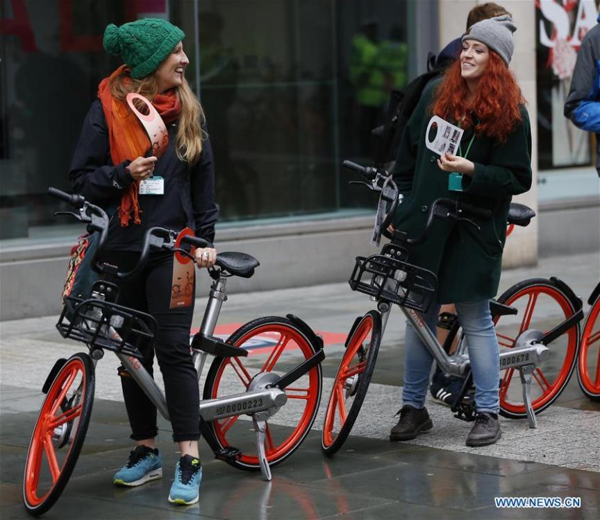 China's Mobike launches service in Greater Manchester, Britain(1/8)