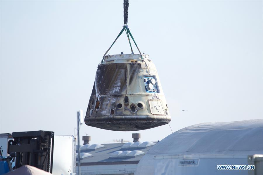 SpaceX's Dragon cargo spacecraft seen in California, U.S.(1/2)