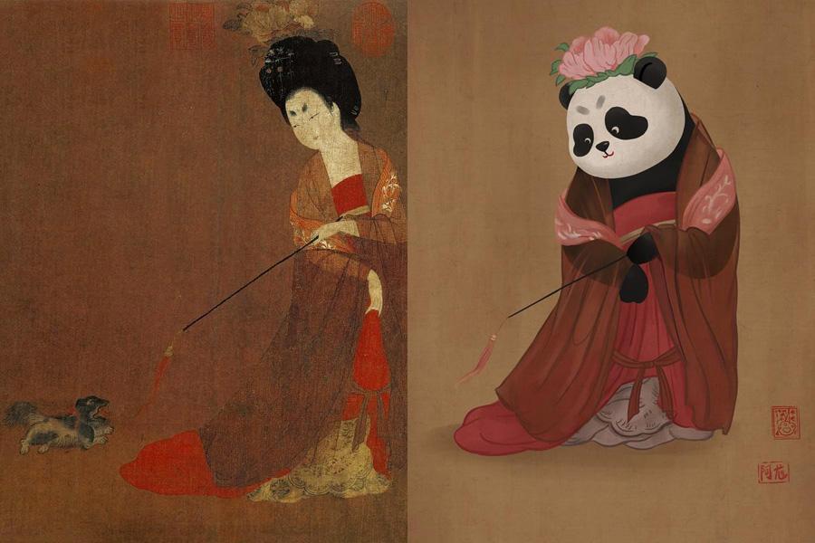 The Chinese panda shakes up famous paintings(1/18)