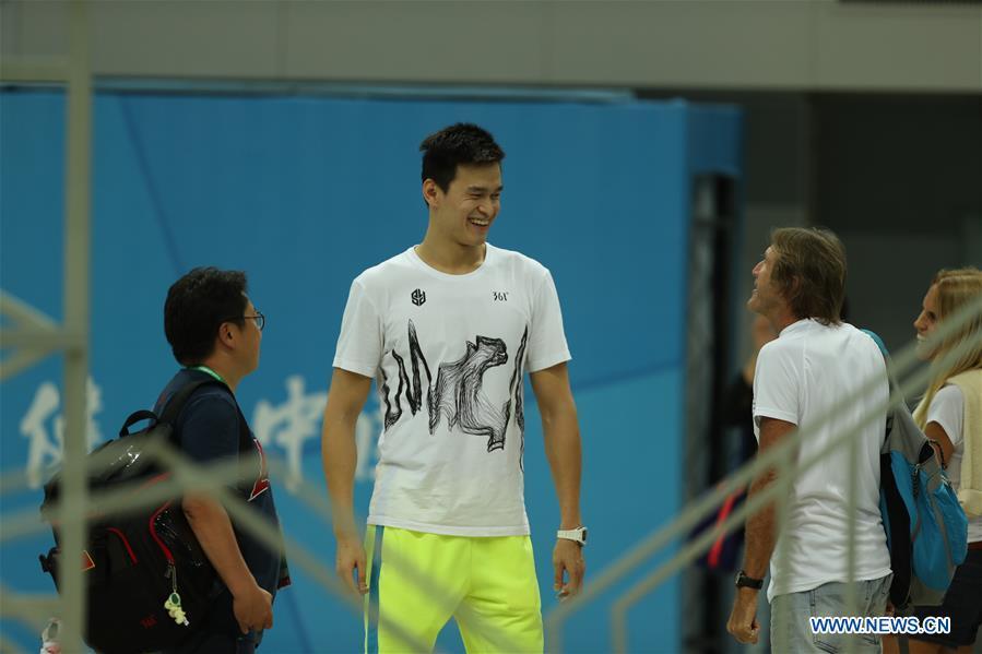 Swimmer Sun Yang participates in training for Chinese National Games(1/4)