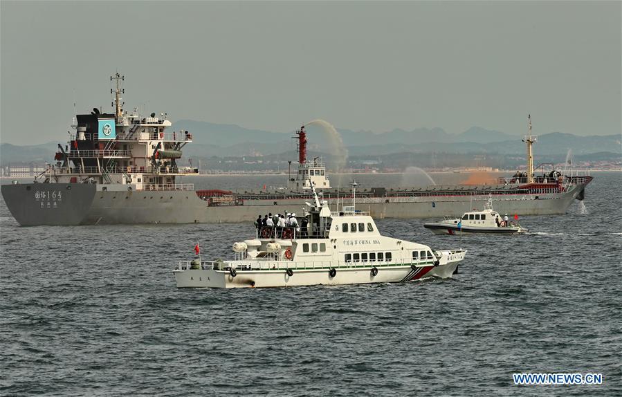 Joint marine emergency drill held on border area of Hebei and Liaoning(1/3)