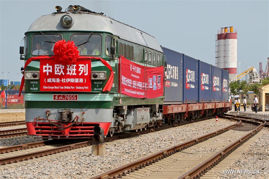 1st direct freight train service linking E China, Duisburg launched(1/2)