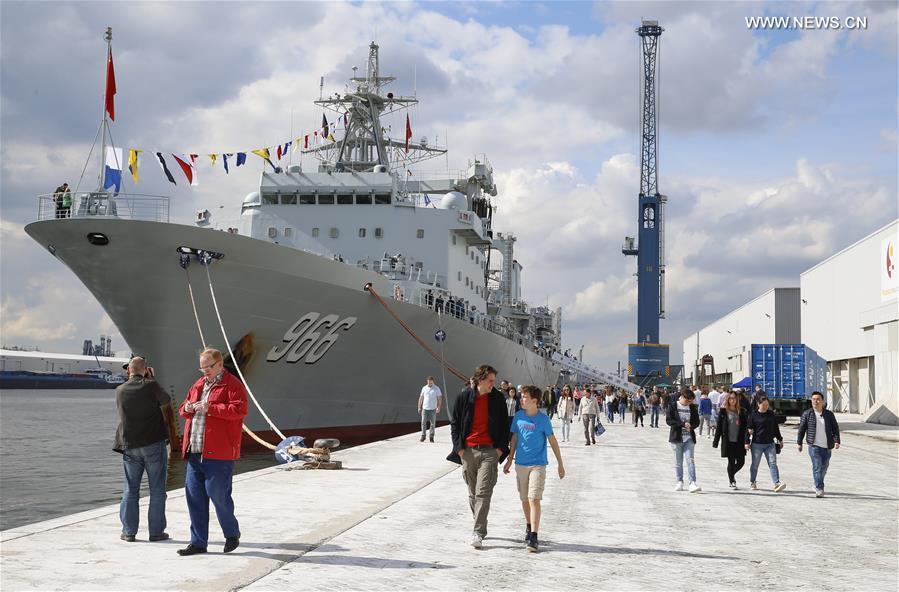 PLA Navy frigates introduced to visitors at Port of Antwerp, Belgium (1/5)