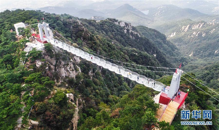 Giant glass bridge opens to public in Shandong(1/3)